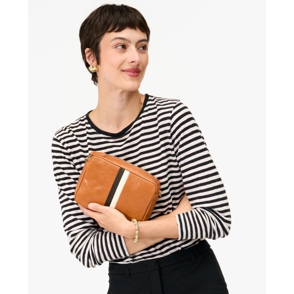 Clare V. Midi Sac in Natural w/ Stripes - Picture 14 of 16